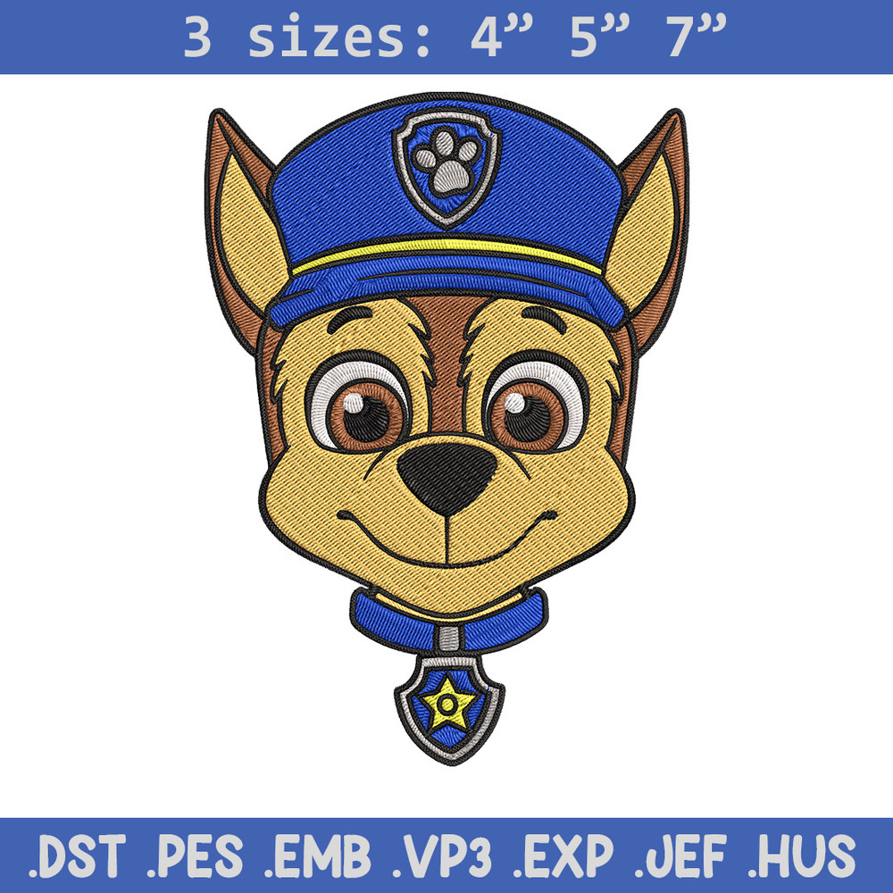 Chase dog Embroidery Design, Paw Patrol Embroidery, Embroidery File,Anime Embroidery, Anime shirt, Digital download.jpg