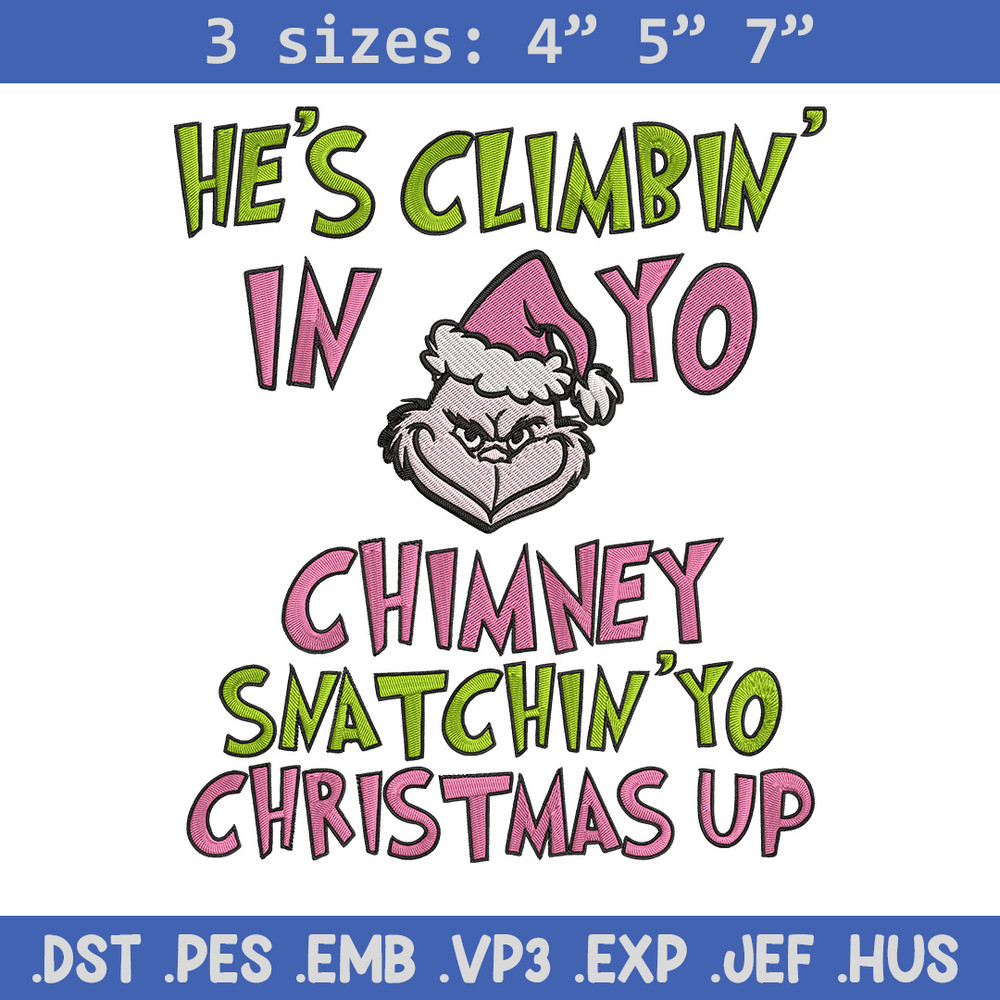 Chrismas up Embroidery Design, Grinch Embroidery, Embroidery File, Chrismas Embroidery, Anime shirt, Digital download.jpg