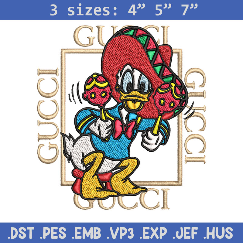Daisy Donald Duck Gucci Embroidery design, Disney cartoon Embroidery, cartoon design, Embroidery File, Instant download..jpg