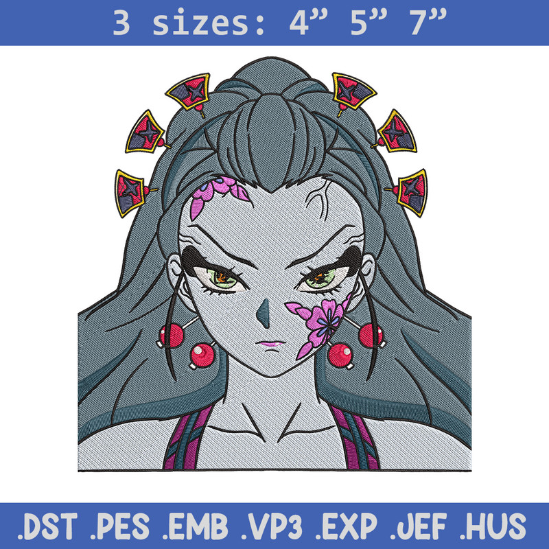 Daki face Embroidery Design, Demon slayer Embroidery, Embroidery File, Anime Embroidery, Anime shirt, Digital download.jpg