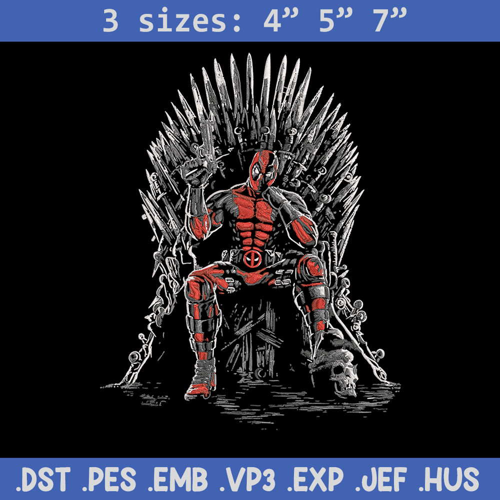 Deadpool king Embroidery Design, Deadpool Embroidery, Embroidery File, Anime Embroidery, Anime shirt, Digital download.jpg