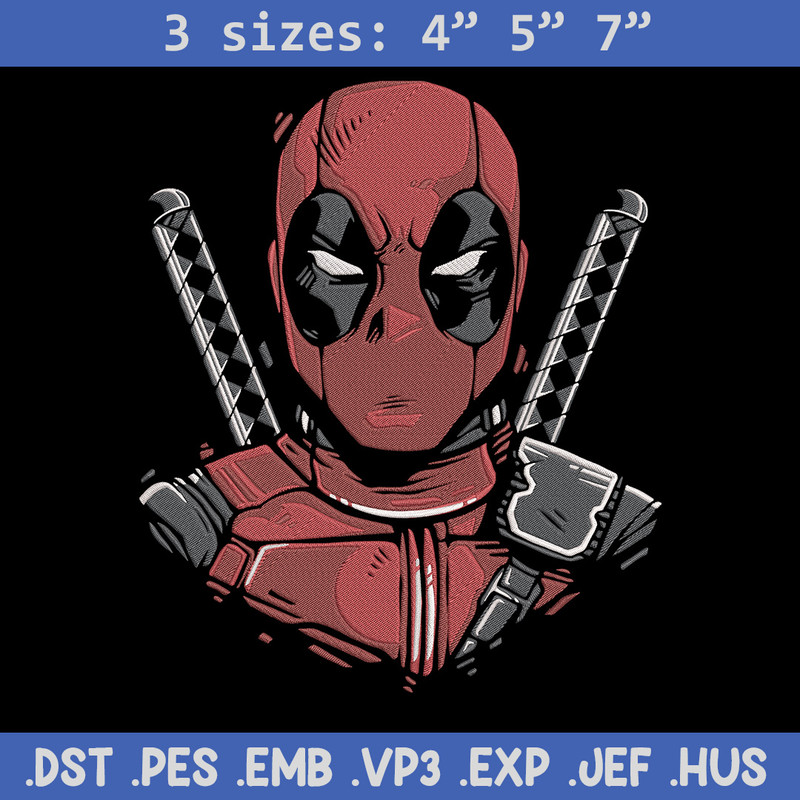 Deadpool poster Embroidery Design, Deadpool Embroidery, Embroidery File, Anime Embroidery, Anime shirt, Digital download.jpg