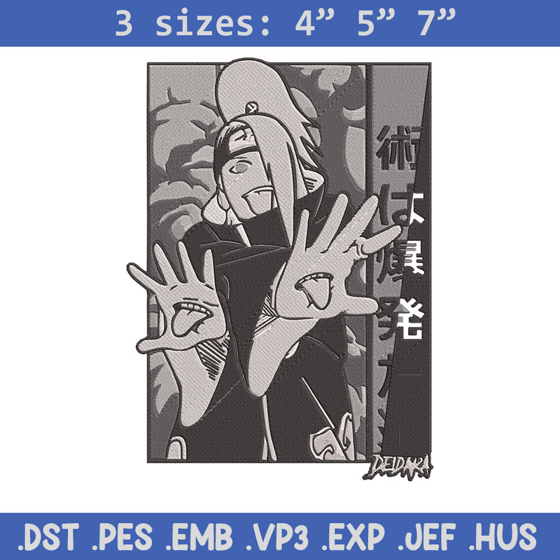 Deidara poster Embroidery Design, Naruto Embroidery, Embroidery File, Anime Embroidery, Anime shirt, Digital download.jpg