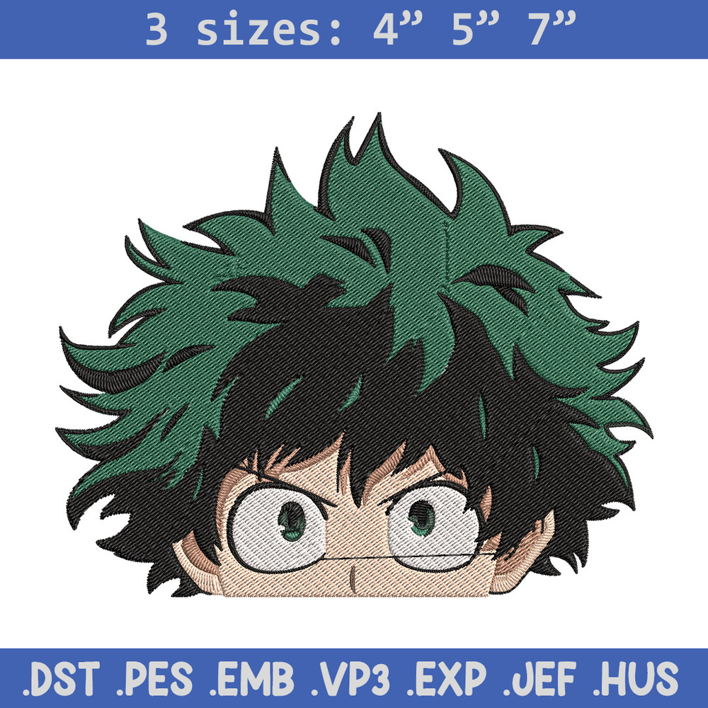 Deku face Embroidery Design, Mha Embroidery, Embroidery File, Anime Embroidery, Anime shirt, Digital download.jpg