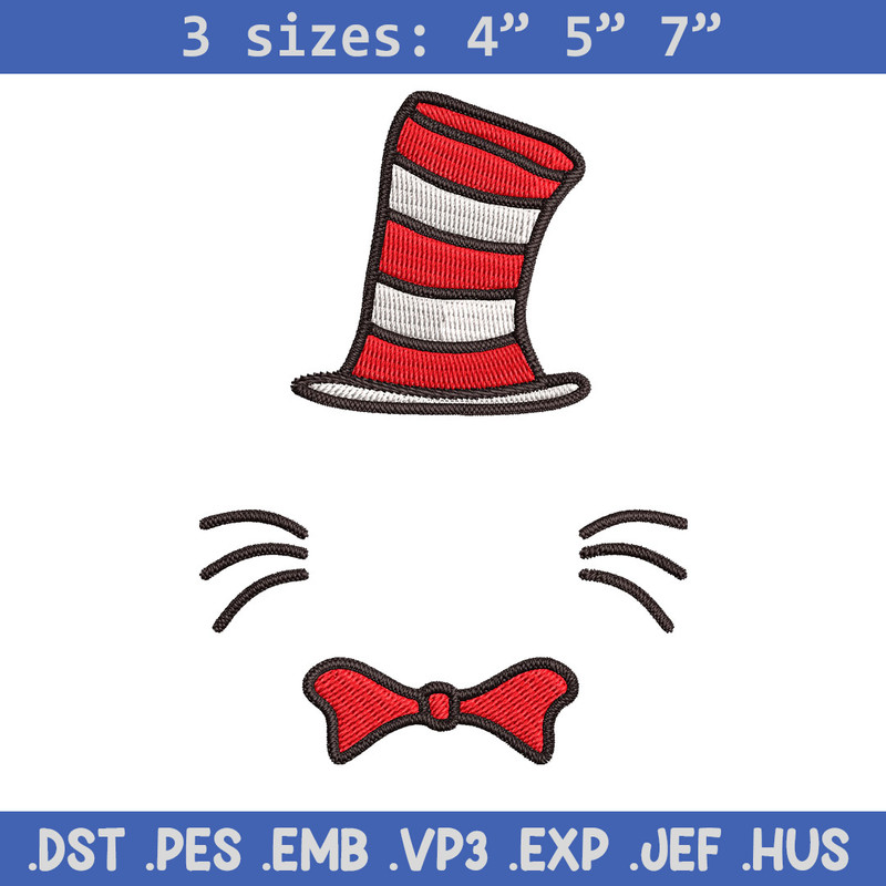 Dr Seuss Hat Embroidery Design, Dr seuss Embroidery, Embroidery File, logo shirt, Embroidery design, Digital download.jpg