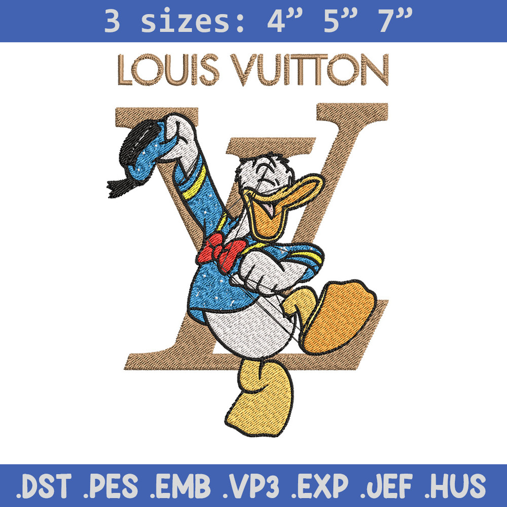 Duck cartoon lv Embroidery Design, LV Embroidery, Brand Embroidery, Embroidery File, Logo shirt, Digital download.jpg
