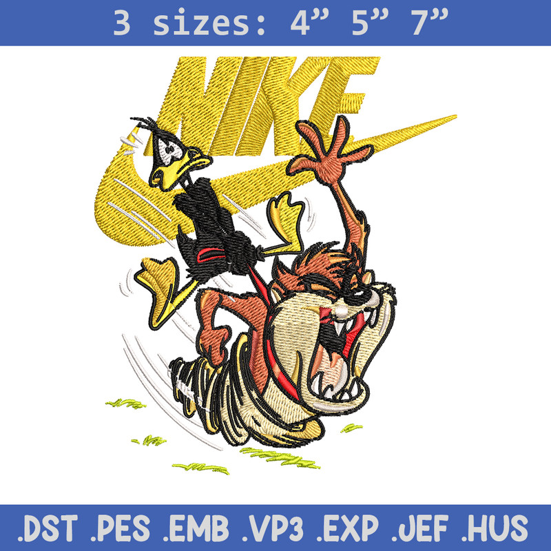 Duffy and Taz Nike Embroidery design, cartoon Embroidery, Nike design, Embroidery file, logo shirt, Instant download..jpg