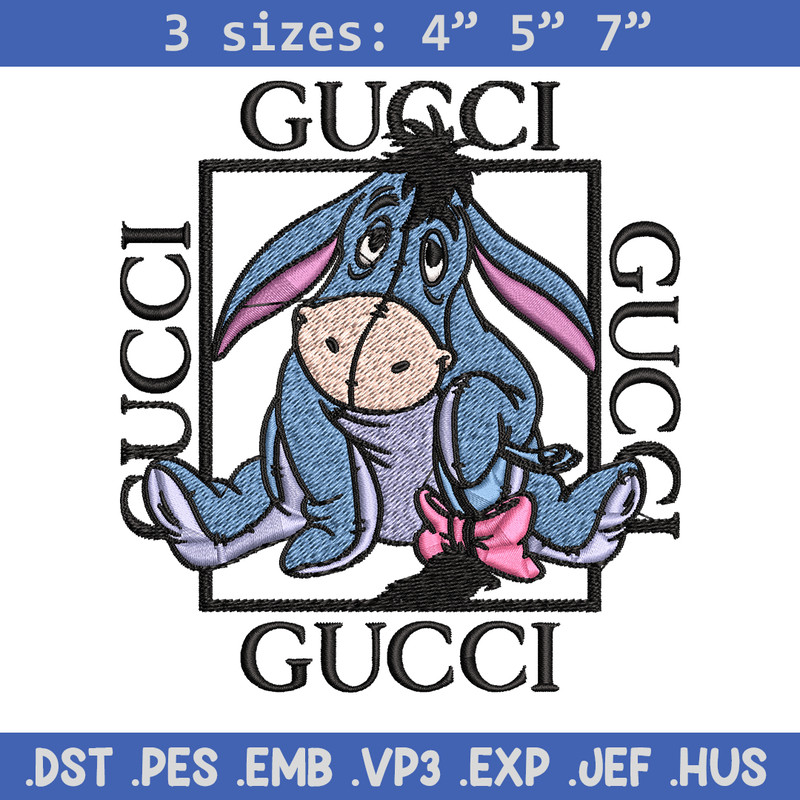 Eeyore Gucci Embroidery design, winnie the pooh Embroidery, cartoon design, Embroidery File, Instant download..jpg