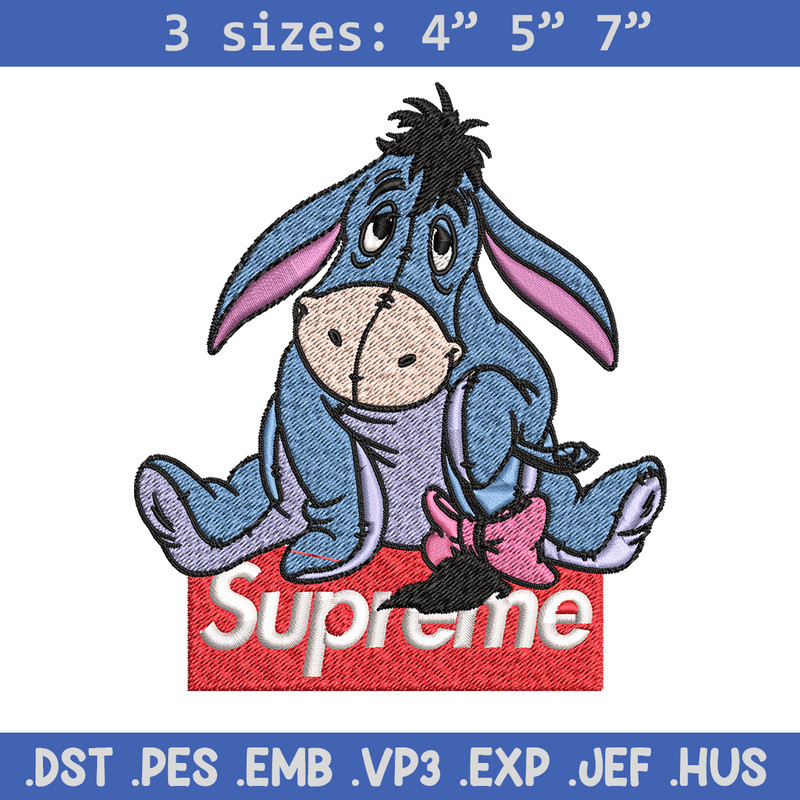 Eeyore Supreme Embroidery design, Eeyore Supreme Embroidery, cartoon design, Embroidery File, Instant download..jpg