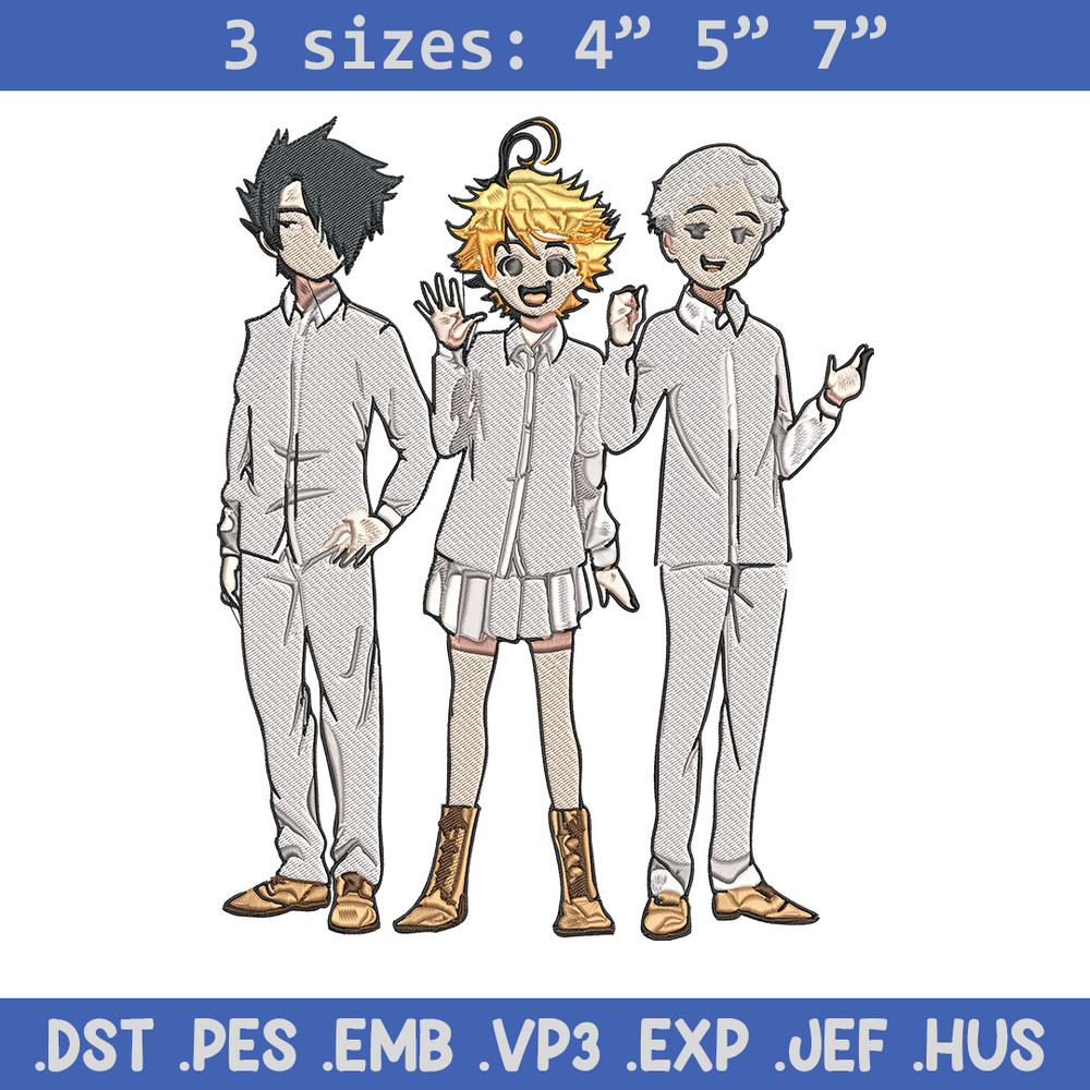 Emma friends Embroidery Design, Promised Neverland Embroidery, Embroidery File, Anime Embroidery, Digital download.jpg