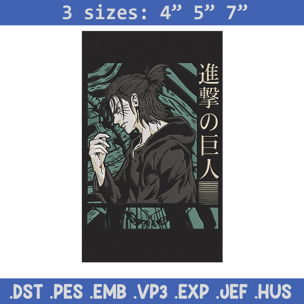 Eren poster Embroidery Design, Aot Embroidery, Embroidery File, Anime Embroidery, Anime shirt, Digital download.jpg