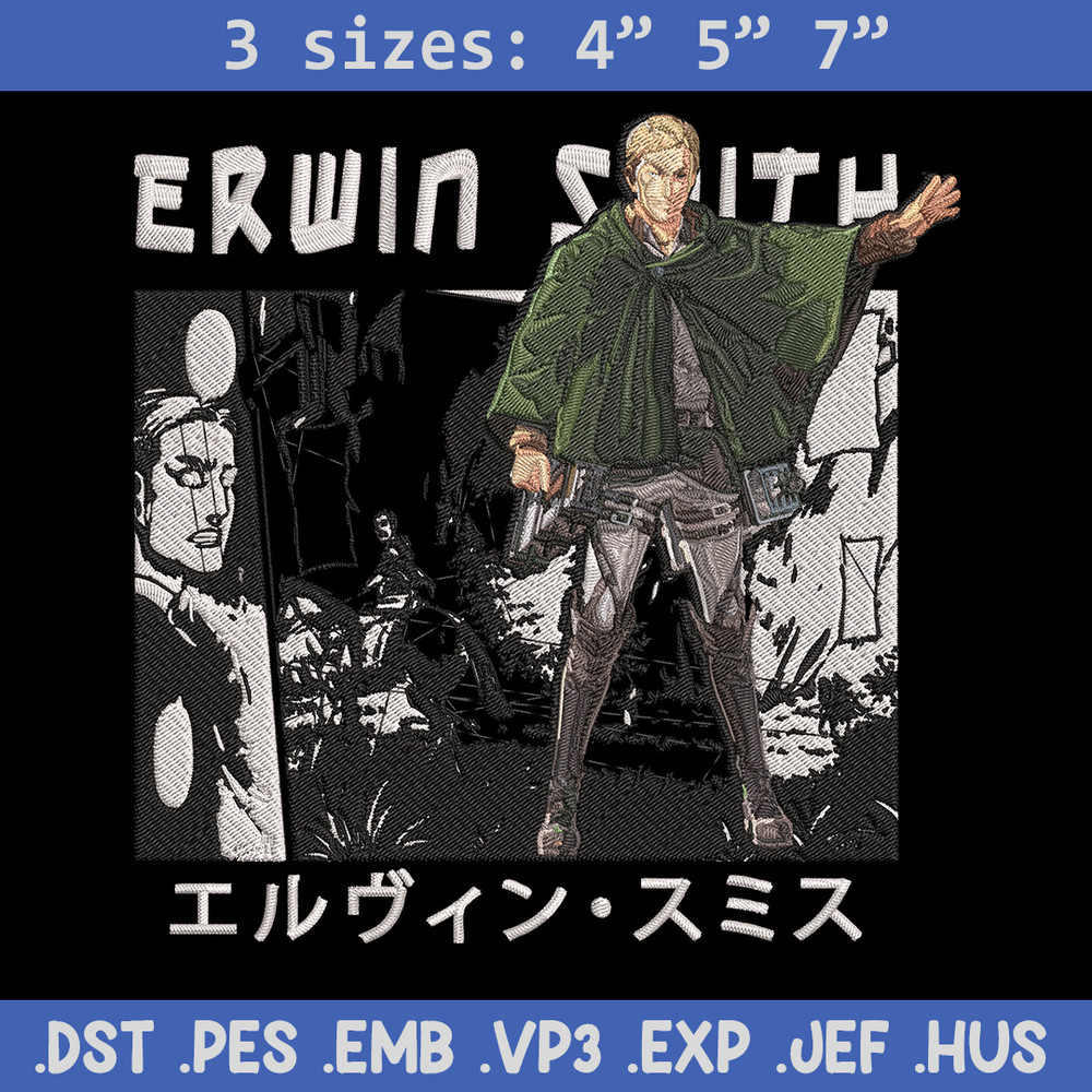 Erwin Smith Embroidery Design, Aot Embroidery, Embroidery File, Anime Embroidery, Anime shirt, Digital download.jpg