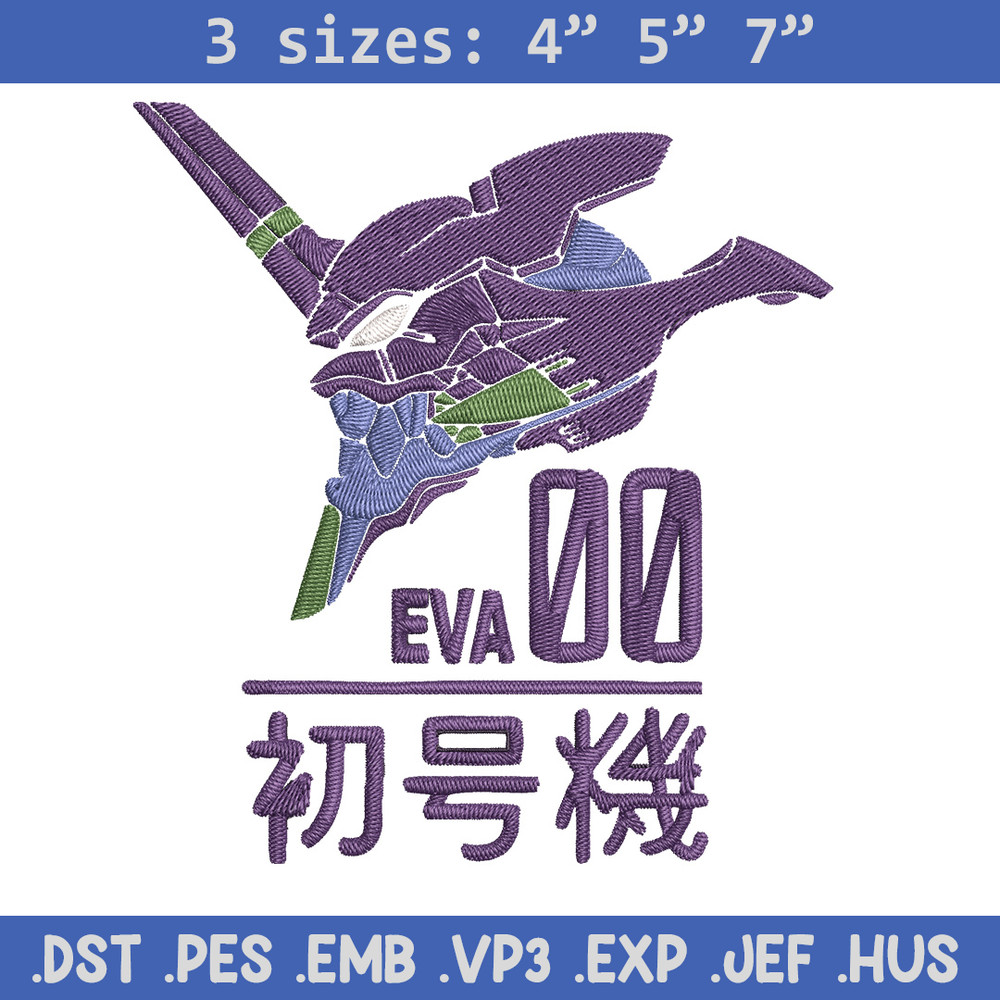 Eva 00 Evangelion Embroidery Design, Evangelion Embroidery,Embroidery File,Anime Embroidery,Anime shirt,Digital download.jpg