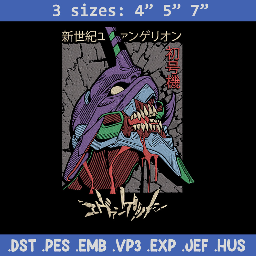 Eva 01 Embroidery Design, Evangelion Embroidery, Embroidery File, Anime Embroidery, Anime shirt, Digital download.jpg