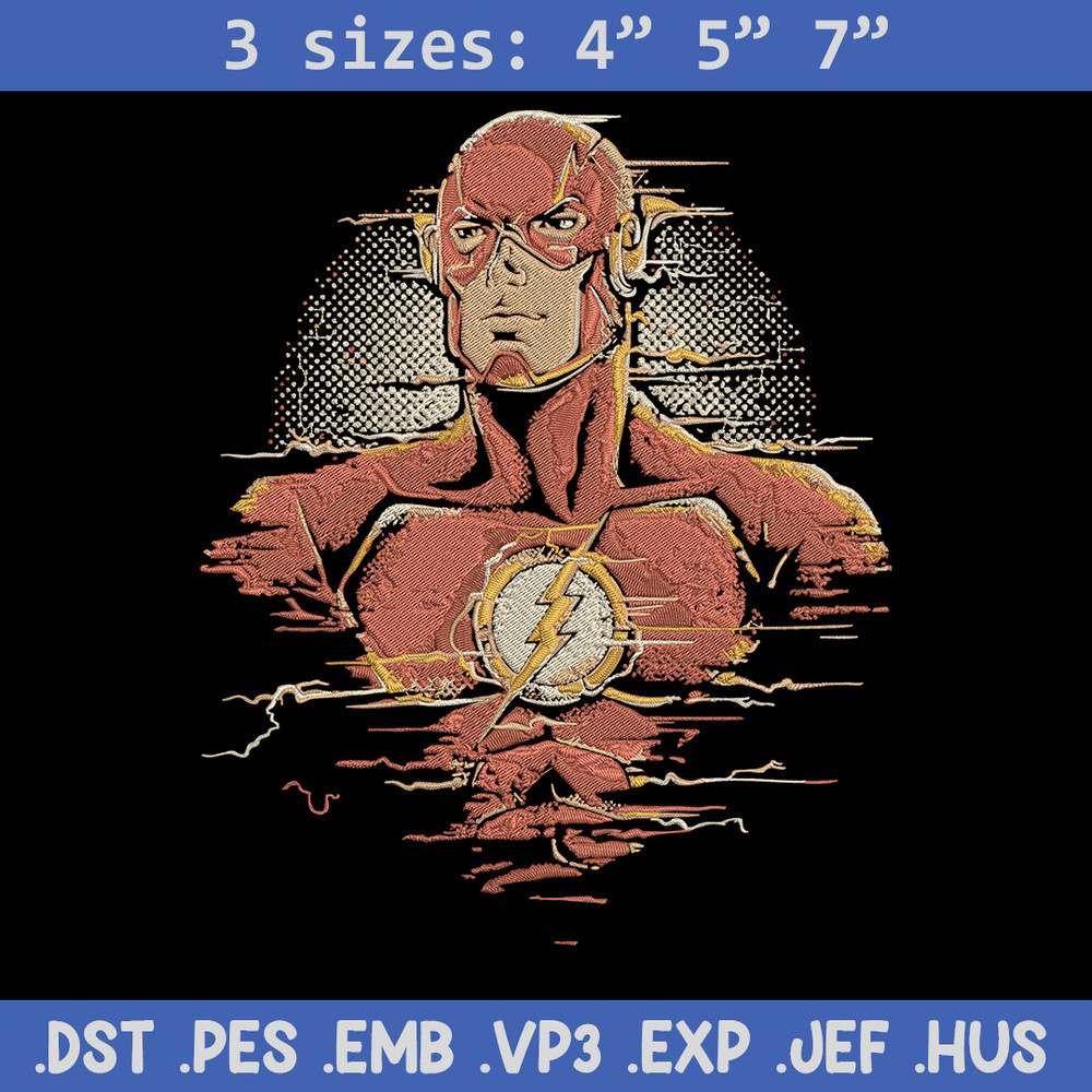 Flash poster Embroidery Design, DC comics Embroidery, Embroidery File, Anime Embroidery, Anime shirt, Digital download.jpg
