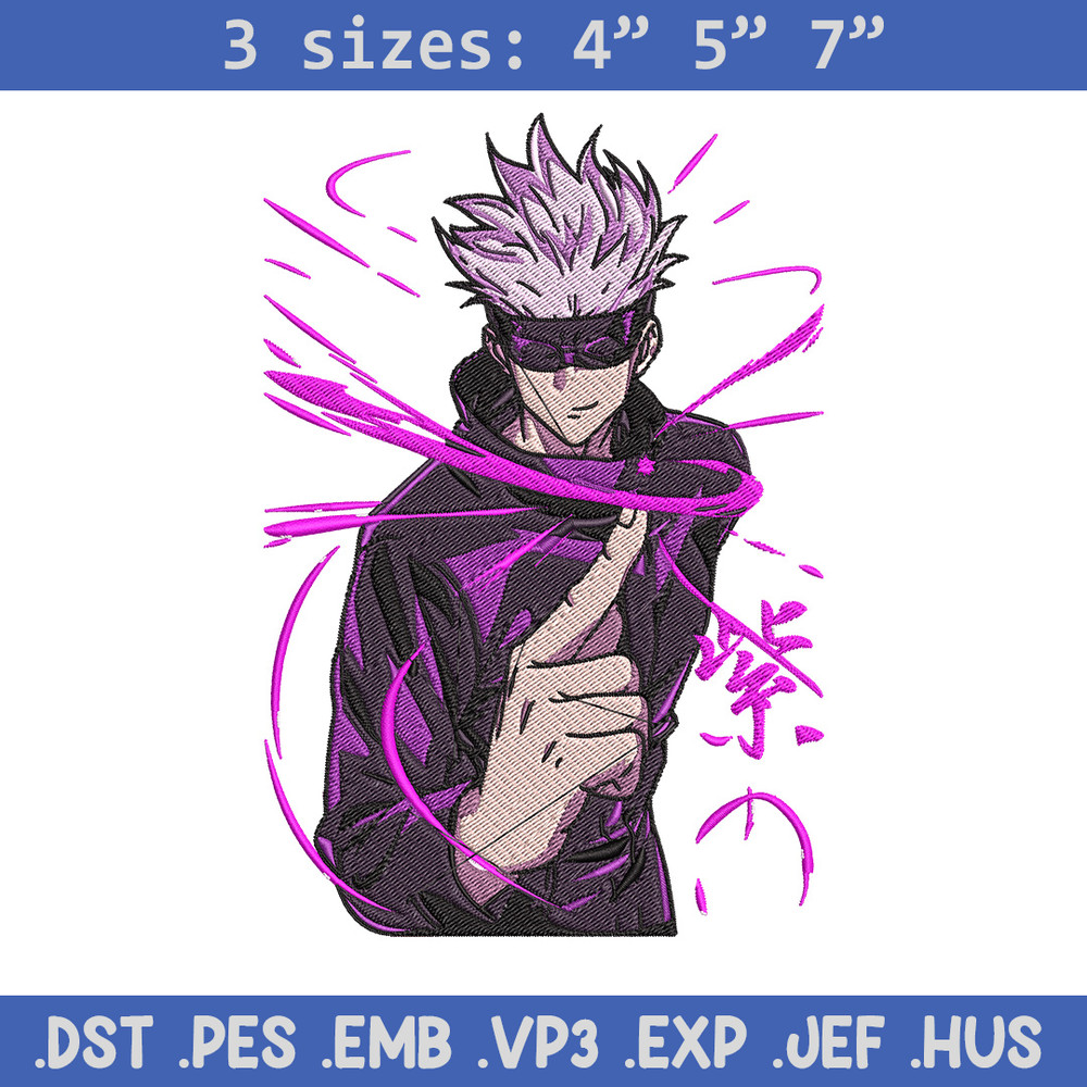 Gojo poster Embroidery Design, Jujutsu Embroidery, Embroidery File, Anime Embroidery, Anime shirt, Digital download..jpg