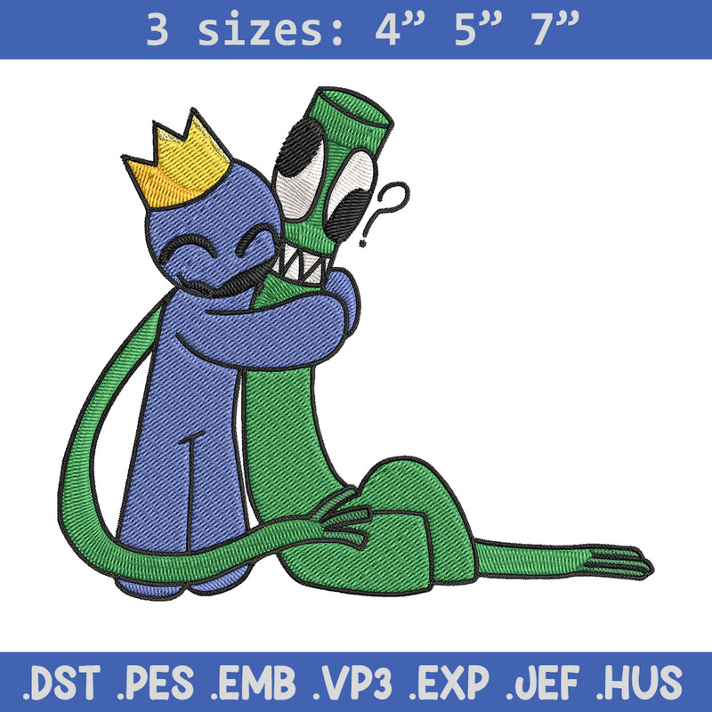 Green x blue Rainbow Embroidery Design, Rainbow Friends Embroidery, Embroidery File, Anime Embroidery, Digital download.jpg