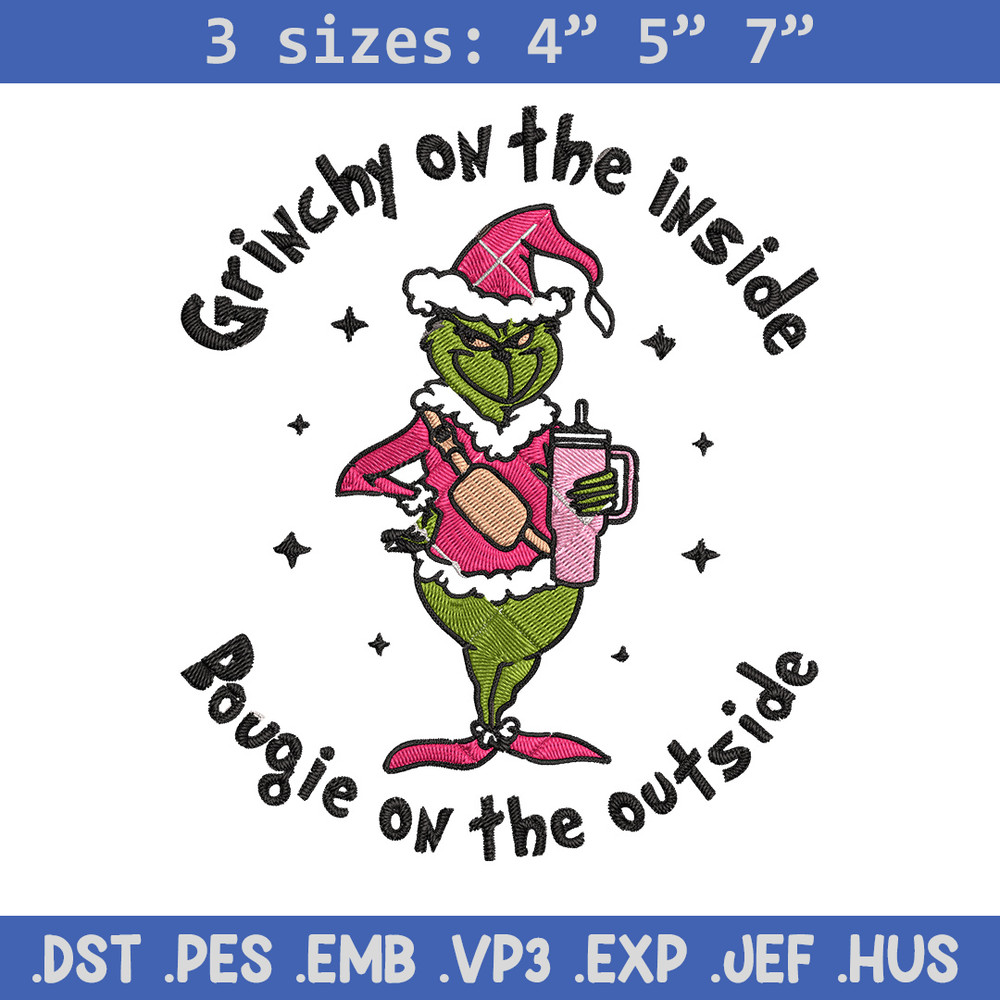 Grinchy Embroidery Design, Grinch Embroidery, Embroidery File, Chrismas Embroidery, Anime shirt, Digital download.jpg