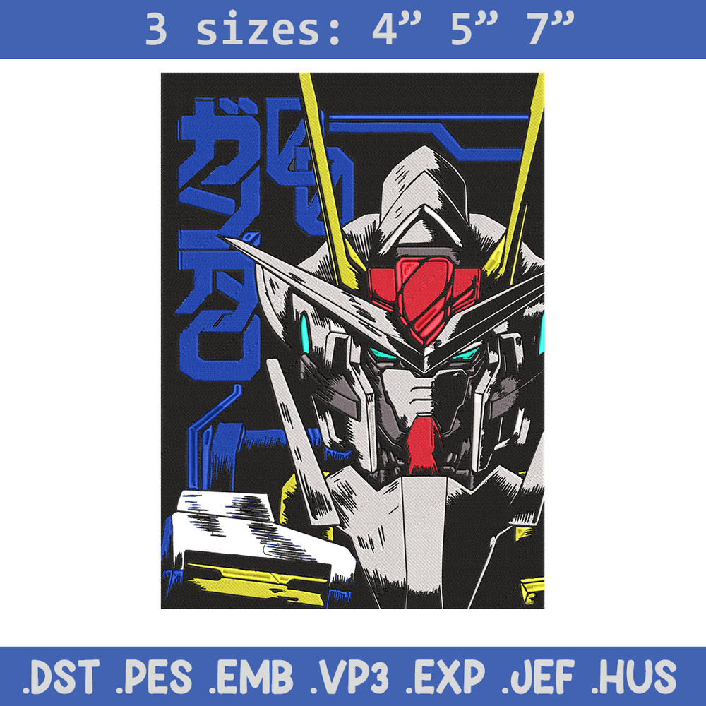 Gundam robot Embroidery Design, Gundam Embroidery, Embroidery File, Anime Embroidery,Anime shirt, Digital download.jpg
