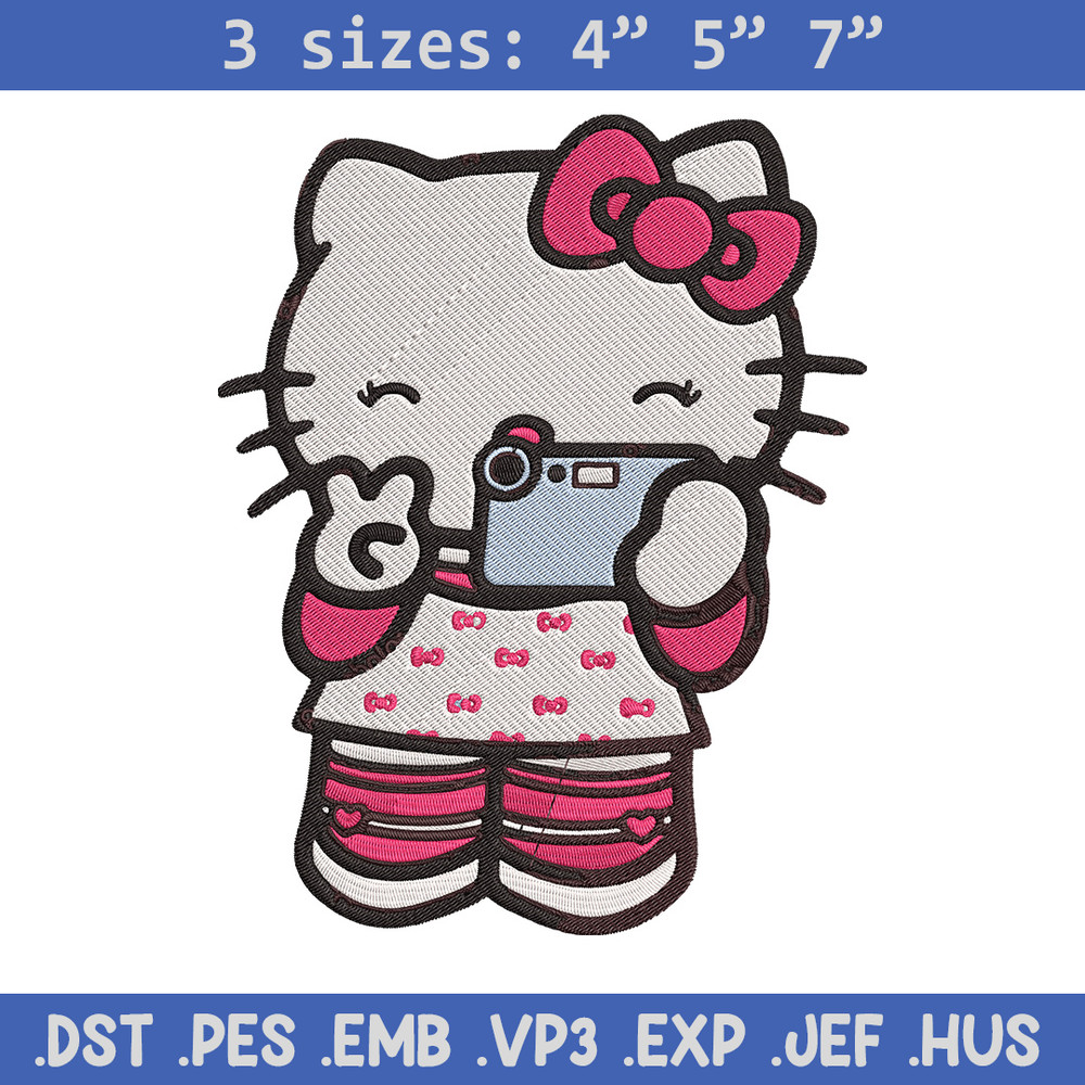 Hello kitty selfie Embroidery Design, Hello kitty Embroidery, Embroidery File, Anime Embroidery, Digital download.jpg