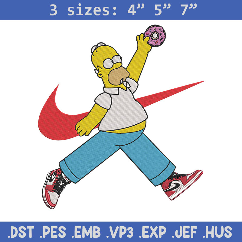Homer Simpson Embroidery Design, Simpson Embroidery, Embroidery File, Anime Embroidery, Nike shirt, Digital download.jpg