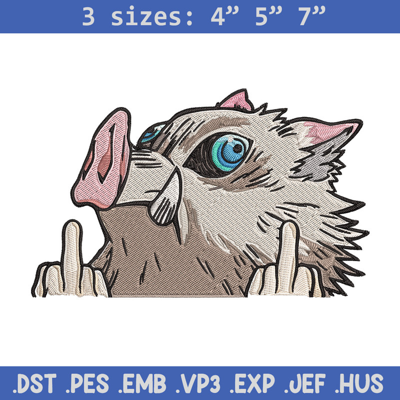Inosuke Peeker Embroidery Design, Demon slayer Embroidery, Embroidery File, Anime Embroidery, Digital download.jpg