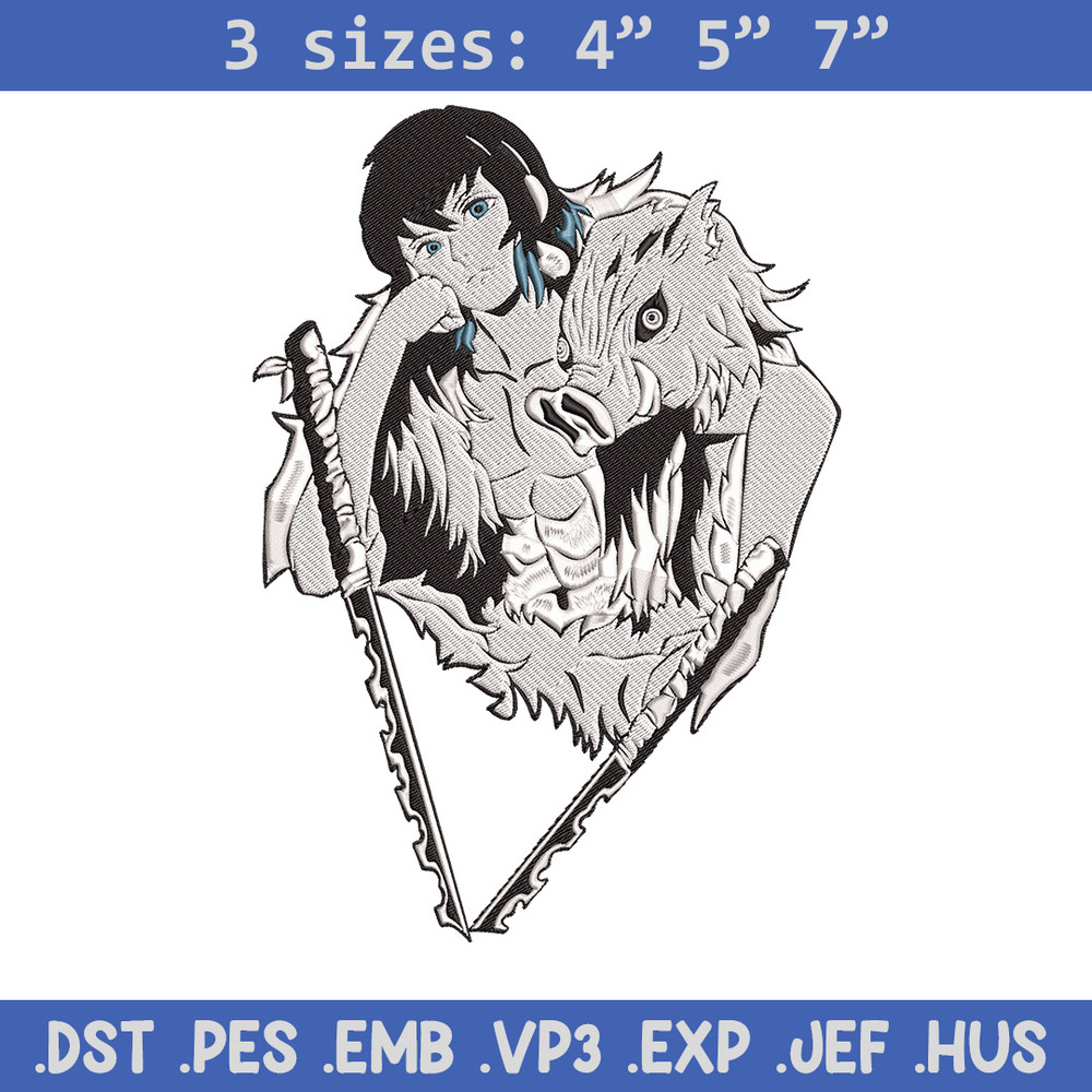Inosuke poster Embroidery Design,Demon slayer Embroidery, Embroidery File,Anime Embroidery,Anime shirt,Digital download.jpg