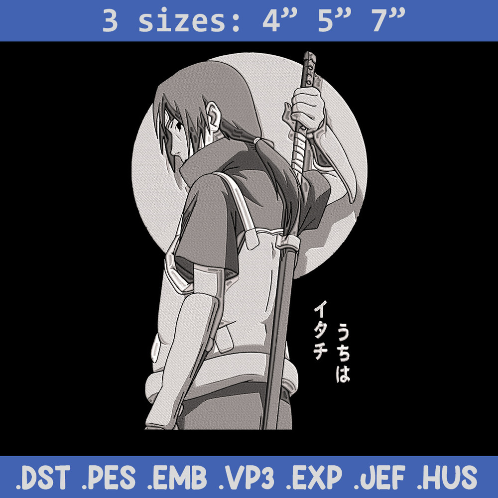 Itachi ninja Embroidery Design, Naruto Embroidery, Embroidery File, Anime Embroidery, Anime shirt, Digital download.jpg