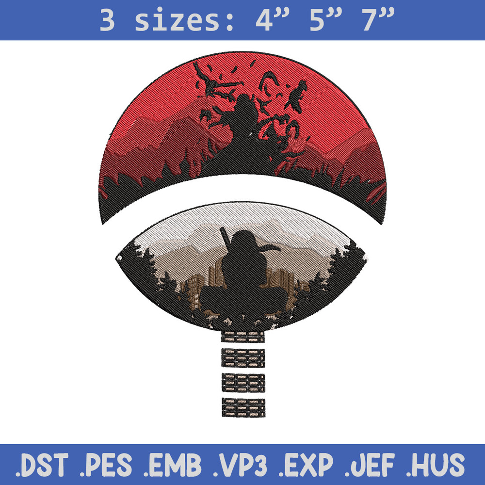 Itachi red moon Embroidery Design, Naruto Embroidery, Embroidery File, Anime Embroidery, Anime shirt, Digital download..jpg
