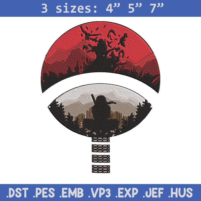 Itachi red moon Embroidery Design, Naruto Embroidery, Embroidery File, Anime Embroidery, Anime shirt, Digital download..jpg