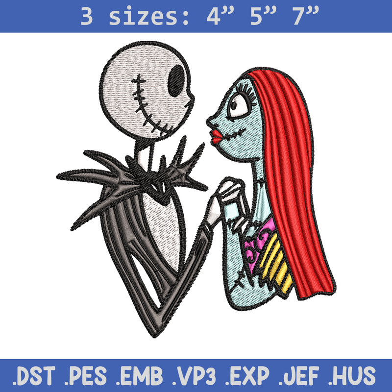 Jack and Sally love Embroidery design, Horror Embroidery, horror design, Embroidery File, logo shirt, Digital download..jpg