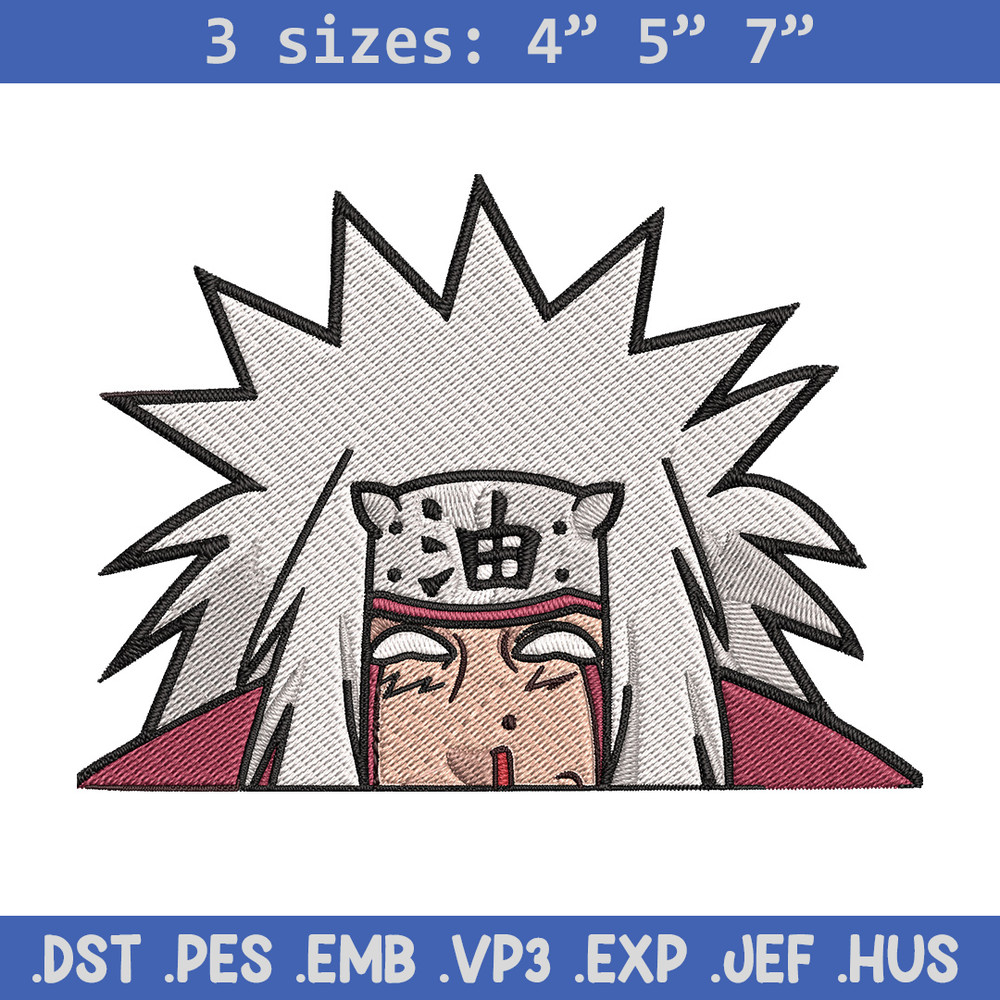 Jiraiya Peeker Embroidery Design, Naruto Embroidery, Embroidery File, Anime Embroidery, Anime shirt, Digital download.jpg