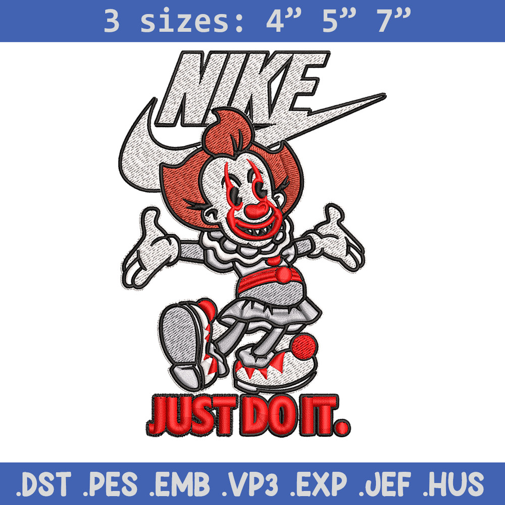 Just Do It Pennywise Embroidery design, Cartoon Embroidery, Nike design, Embroidery file, Nike logo. Instant download..jpg