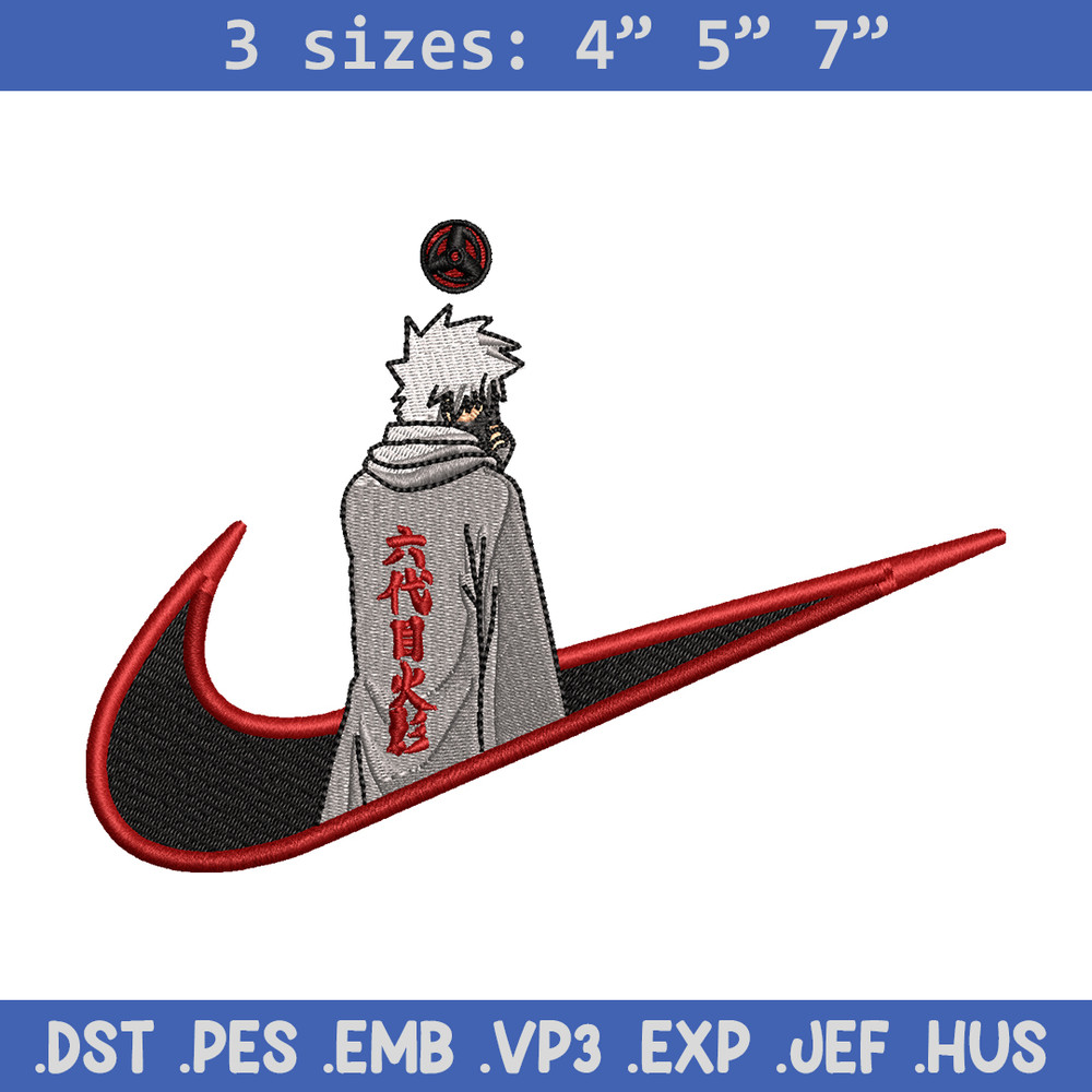 Kakashi Hatake 6 Nike embroidery design, Naruto embroidery, nike design, anime design, anime shirt, Digital download.jpg