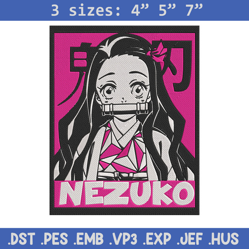 Kamado nezuko poster Embroidery Design, Demon slayer Embroidery, Embroidery File, Anime Embroidery, Digital download..jpg