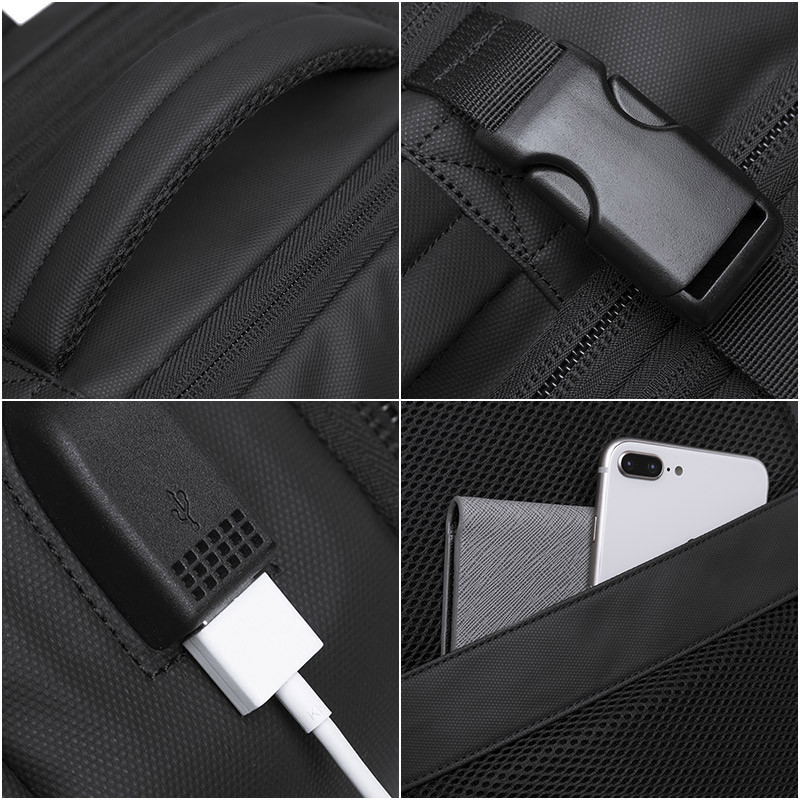 BANGE Travel Backpack Men Business Expandable USB Large Capacity Laptop Waterproof Fashion Backpack