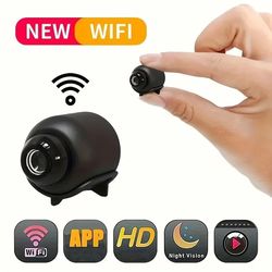 1080p hd mini wifi camera, indoor security surveillance cam with night vision, audio, & real-time monitoring