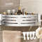 Aluminum Shower Storage Rack NoDrill Corner Shelf with Plastic Hook Towel Bar for Bathroom