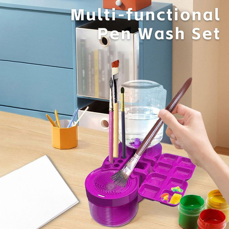 Paint Brush Washer With Drain Button  Automatic Water Circulation For Acrylic  WaterBased Painting  2