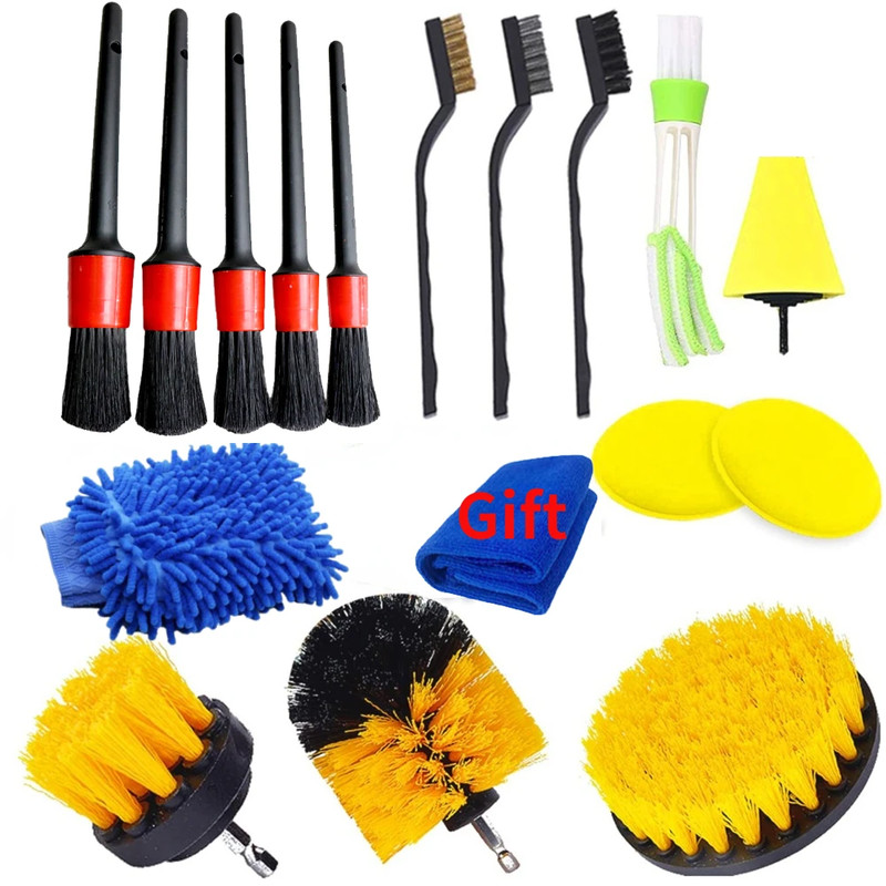 New Car Cleaning Brushes Kit Automotive Detailing Tools for Cars Electric Drill Brush  Dust Clean