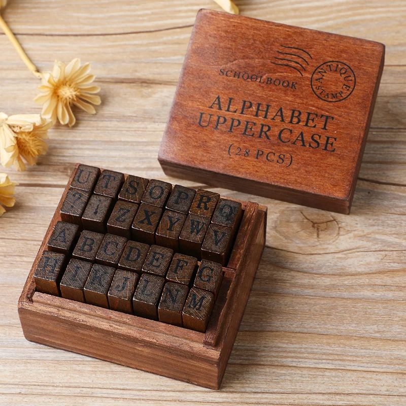 Alphabet Stamps Vintage Wooden Rubber Letter And Number SetIdeal For Crafting Card Making Scrapbook 0