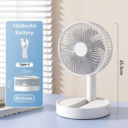 usb foldable fan with 4 speeds and timer, battery operated mini table fan for bedroom, indoor and outdoor use