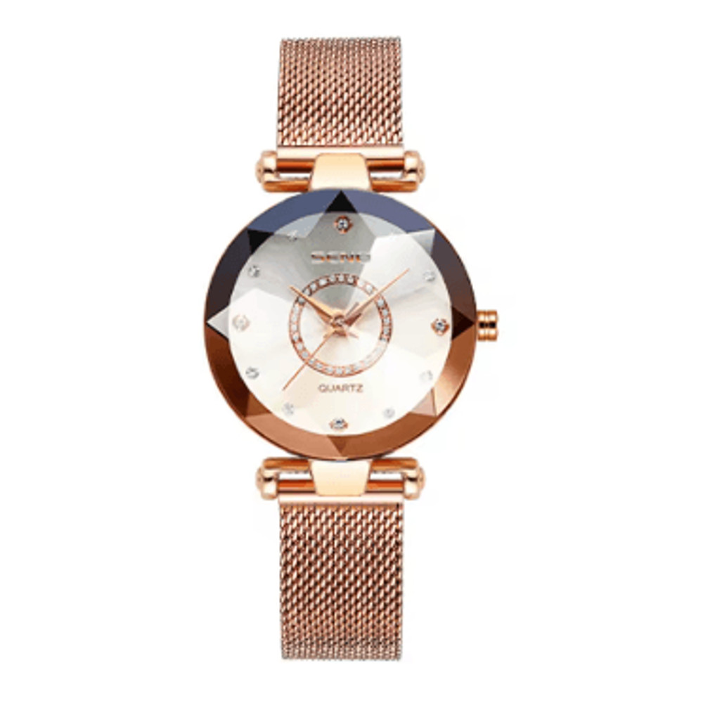 Ocean Star Womens Crystal Watch Luxury Rose Gold Bracelet Wrist Watch For Ladies 8