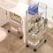 Trolley Storage Rack Transparent Movable Organizer With Hanging Basket For Bathroom Kitchen Makeup 3