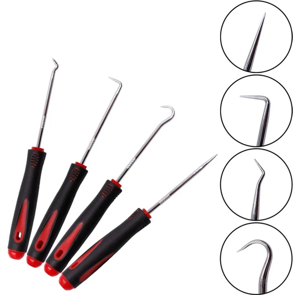 4PCS Car Pick Hook Set Oil Seal Screwdrivers ORing Puller Remover Gasket Seal Auto Repair Tools Kit 3