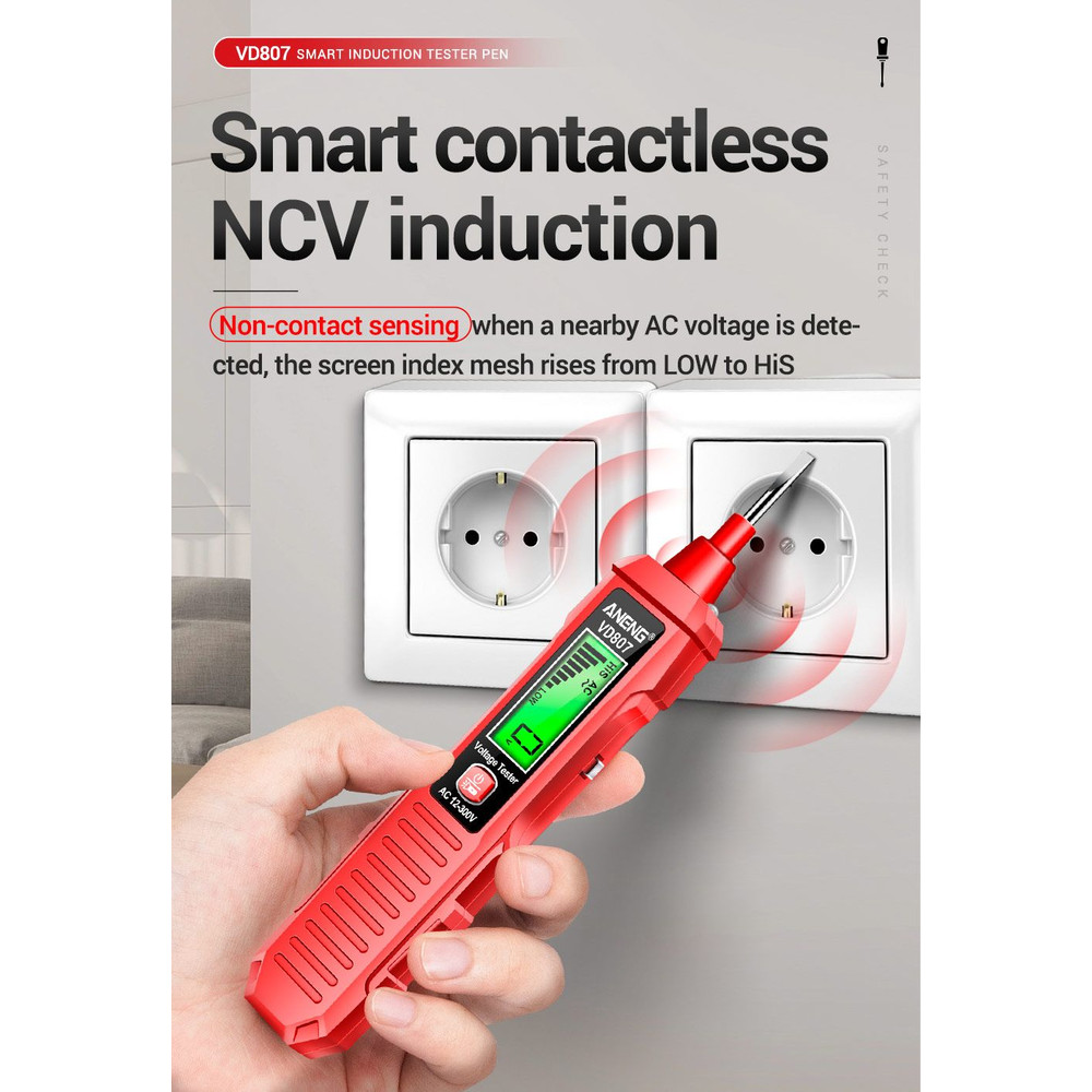 Portable Smart Electric Pen Tester OneWord Induction NCV Sensor NonContact Voltage Detector 12