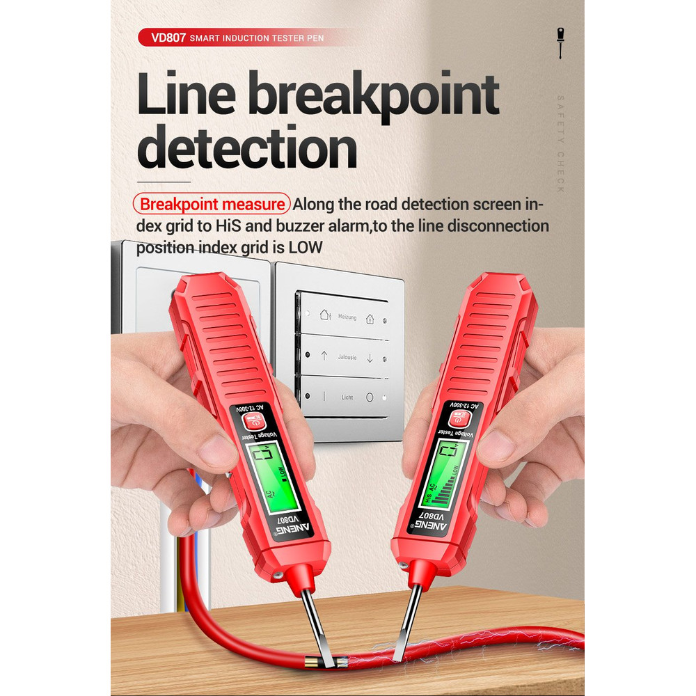 Portable Smart Electric Pen Tester OneWord Induction NCV Sensor NonContact Voltage Detector 12