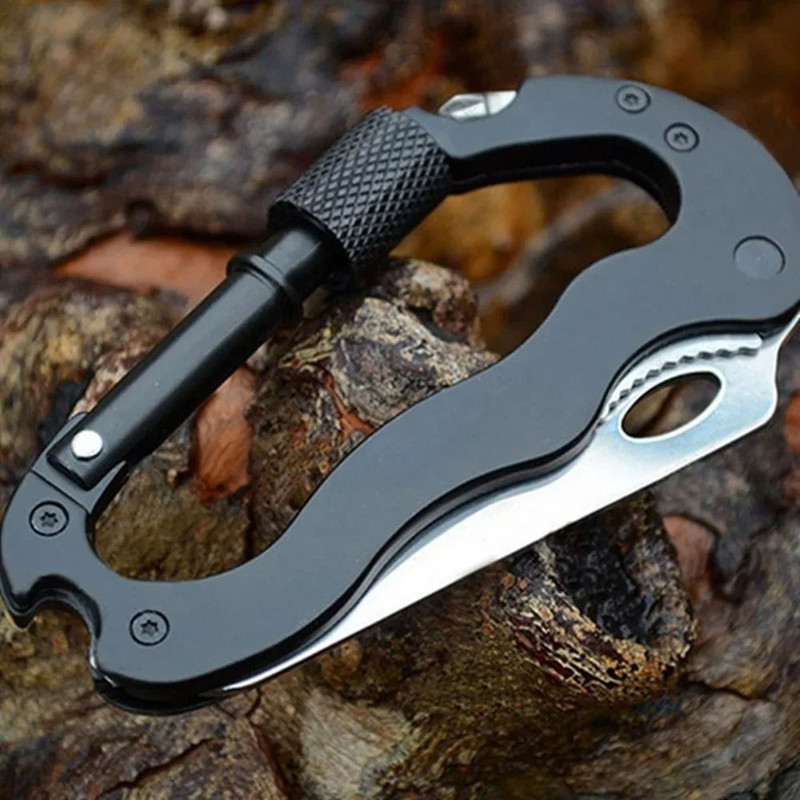 Jungle Outdoor Camping Multifunctional Quick Hang Safety Hiking Buckle Folding Pocket Knife EDC Sur 0