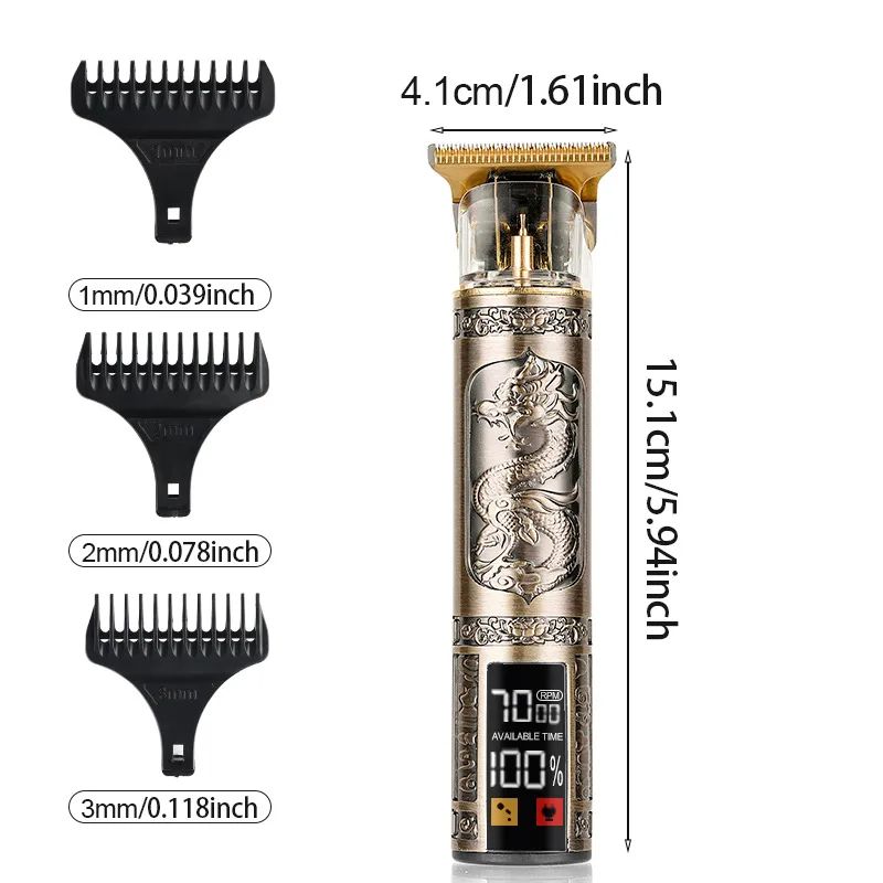 Hair Clipper Electric Trimmer USB Rechargeable Metal Shaver With LED Display 5