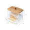 Transparent Square Cotton Swab Storage Box With Bamboo Lid Double Head Cotton Buds  Toothpick Organ 3